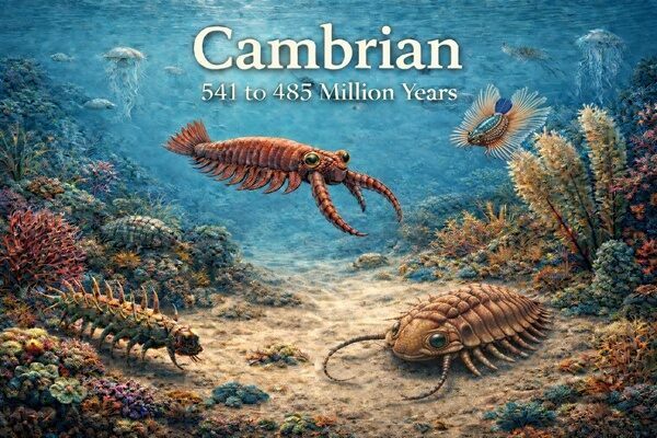 Cambrian seas come alive — A glimpse into Earth’s oceans when trilobites, early predators, and experimental life forms sparked the evolutionary explosion that shaped the animal world.